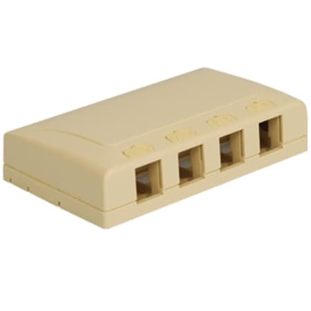 4 Port Surface Mount Box With Station ID - Ivory